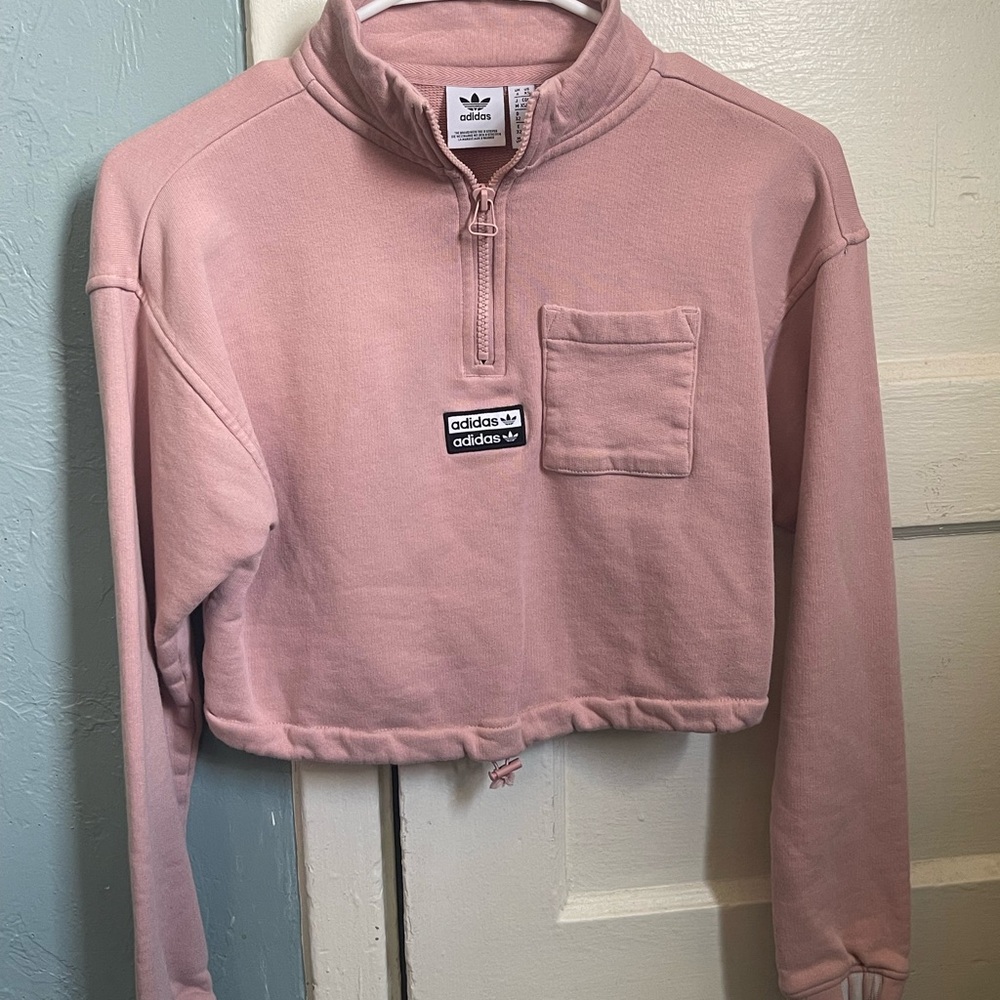 Adidas Women's Light Pink Quarter-Zip Hoodie